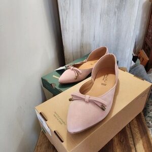 Chic Pink Suede Loafers with Bow